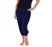 New Ladies Plus Size Ali Baba Baggy Stretch Fit Shorts Womens Plain Cropped Harem Trouser Pants Navy Blue Size 20 - 22