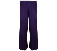 New Ladies Plus Size Palazzo Trousers Womens Polka Dot Print Plain Baggy Wide Leg Stretch Pants Purple Size 12 - 14