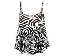 NEW LADIES PRINT SWING CAMI VEST LADIES SLEEVELESS SWING SKATER CAMI VEST TOP SIZE 8-26 (M/L (12/14), ZEBRA)
