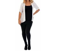 New Ladies Short Sleeve Plus Size Open Waterfall Cardigan Womens Plain Stretch Fit Top White Size 22-24