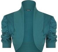 New Ladies Shrug Top Womens Short Sleeve Bolero - Teal - 8/10