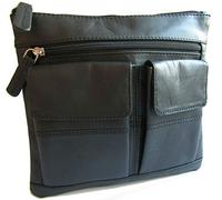 New ladies small black leather Visconti across body messenger bag satchel 18608/A