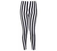 New Ladies Vertical Stripe Print Elasticated Waist Womens Patterned Long Stretch Fit Leggings Black Size 16 - 18