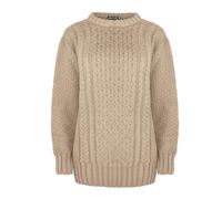 New Ladies Women Long Sleeve Knitted Jumper Cable Knit Sweater Crew Neck Pullover Everyday Casual Autumn Winter Relax Fit Top Blouse (UK, Alpha, S, M, Regular, Regular, Light Taupe)