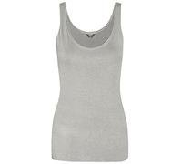 New Ladies Women Solid Wide Shoulder Tall Vest Scoop Neck Tank Top Light Grey