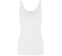 New Ladies Women Solid Wide Shoulder Tall Vest Scoop Neck Tank Top White