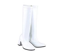 New Ladies Womens Fancy Dress Party Go Go Boots 1960s & 1970s Retro (UK 4, White Patent)
