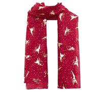 New Ladies Womens Glitter Foil Sparkle Print Scarf Scarves (New Glitter Foil Fairy Maroon)