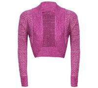 New Ladies Womens Long Sleeve Shiny Knitted Metallic Lurex Shrug Bolero Cardigan Top Size 8-25