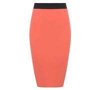 New Ladies Women's Plain Midi Pencil Skirt Bodycon Stretch Jersey Office Skirt Size 8-26 (UK XXL/XXXL 24-26, Coral)