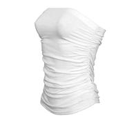 New Ladies Womens Side Ruched Strappless Boobtube Bandeau Bra Crop Top 8-14 (S/M (UK 8/10), White)