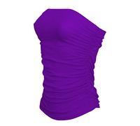 New Ladies Womens Side Ruched Strappless Boobtube Bandeau Bra Crop Top Plus Size 8-26 (M/L (UK 12/14), Purple)