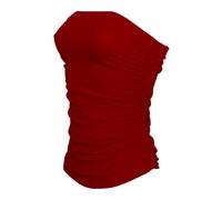 New Ladies Womens Side Ruched Strappless Boobtube Bandeau Bra Crop Top Plus Size 8-26 (XL (16-18 UK), Wine)