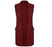 New Ladies Womens Sleeveless Long Waistcoat Open Front Stylish Crepe Pocket Jacket Coat PLUS SIZE