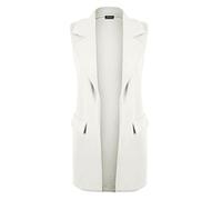 New Ladies Womens Sleeveless Long Waistcoat Open Front Stylish Crepe Pocket Jacket Coat PLUS SIZE