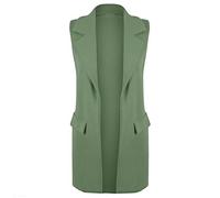 New Ladies Womens Sleeveless Long Waistcoat Open Front Stylish Crepe Pocket Jacket Coat PLUS SIZE