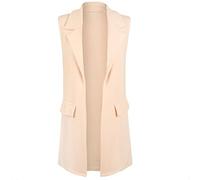 New Ladies Womens Sleeveless Long Waistcoat Open Front Stylish Crepe Pocket Jacket Coat PLUS SIZE