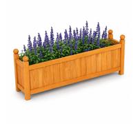 Oypla Large Garden Wooden Rectangular Flower Planter Ornamental Plant Pot