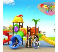 New Large-Scale Outdoor Swing and Plastic Slide Combo, Playground Facilities and Equipment for Residential Communities(A17)