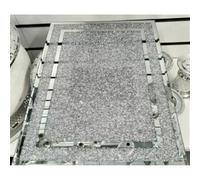 New Large Silver Diamond Crushed Crystal Filled Chopping Serving Board