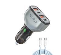 (New Launch) Car Charger Adapter - 80W 4 Port USB C Car Adapter, Cigarette Lighter USB Charger | Compatible for iPhone 16 Pro Max Plus 15 Samsung, 2 USB-C (PD3.0) & 2 USB-A (QC4.0)