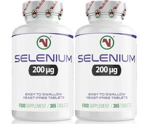 *New Launch* | Nutriodol Selenium 200 μg (L-Selenomethionine) - 365 Vegan Micro-Tablets | High Bioavailability | Contributes to the Maintenance of Normal Hair, Nails and the Immune System. (Pack of 2)