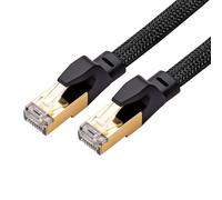 NEW LEADER Cat 8 Ethernet Cable 2M, 2000MHz Braided Flat Network Cable High-Speed 40Gbps, RJ45 STP Shielded LAN Cable, CAT8 Internet Cable Compatible with PC Laptop PS5, Xbox, Modem, Router, Switch