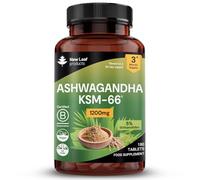 New Leaf Ashwagandha KSM-66 1200mg High Strength Tablets | 180 Vegan Tablets, Pure Root Extract, 3 Month Supply, Non-GMO, UK Made, Not Capsules