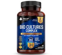 New Leaf Bio Cultures Complex 80 Billion CFU, 20 Live Strains | Gut Health Supplement with Lactobacillus Acidophilus & Casei, 60 Capsules, 2 Month Supply, Made in UK