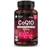 New Leaf CoQ10 200mg Coenzyme Q10 High Strength - 120 Vegan Capsules | CoQ10 Supplement, Co Enzyme Q10 CQ10, Naturally Fermented Ubiquinone, 100% Pure, UK Made