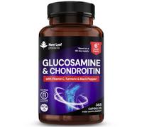 New Leaf Glucosamine and Chondroitin High Strength 365 Capsules | Glucosamine Sulphate & Chondroitin Sulphate Capsules, with Turmeric & Vitamin C, Food Supplement, Made in UK