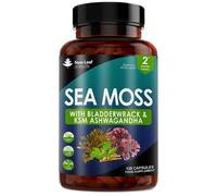 New leaf health Sea Moss Complex - Irish Sea Moss + Bladderwrack & KSM Ashwagandha 120 Capsules in Aqua New leaf health Aqua