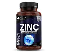 New leaf health Zinc 50mg High Strength 120 Zinc Tablets with Copper, Contributes Towards The Immune System, Bone Health & Fertility in Blue New leaf health Blue