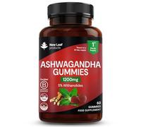 New Leaf High Strength Ashwagandha Gummies 1200mg, 60 Gummies | 5% Withanolides, Pure Root Extract, Real Fruit Juice, No Artificial Colours or Flavours, Gluten Free, 1 Month Supply, UK Made