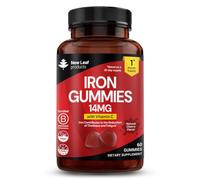 New Leaf Iron Gummies 14mg with Vitamin C, Vegan Iron Supplement | Iron & Vitamin C Gummies, Natural Cherry Flavour, For Women & Men, 60 Vegan Gummies, 1 Month Supply, EU Made