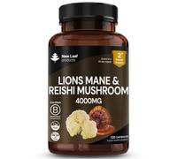 New Leaf Lions Mane & Reishi Mushroom 4000mg, 120 Vegan Capsules | Mushroom Complex, 15:1 High Strength Extract, 2 Month Supply, for Men & Women, B Corp Certified, Made in UK