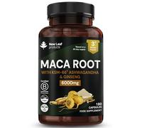 New Leaf Maca Root & Ashwagandha KSM-66 Capsules 6000mg | With Panax Ginseng & Black Pepper, High Strength, Vegan, 180 Capsules, Made in UK