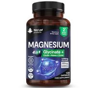 New Leaf Magnesium Glycinate 4-in-1 Complex High Strength 120 Capsules | Magnesium Supplement 1836mg, 381mg Elemental, Bisglycinate Citrate Malate & Oxide, Vegan, UK Made