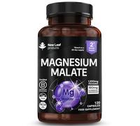 New Leaf Magnesium Malate Capsules 1200mg - High Strength, 120 Caps | Pure Magnesium Malate, Bones & Muscle Support, Vegan, 2 Month Supply, Made in UK
