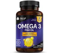 New Leaf Omega 3 Capsules High Strength 2000mg, Pure Fish Oil | With EPA & DHA, Vitamin E, Two a Day, 180 Fish Oil Capsules, 90-Day Supply, GMO-Free, Made in UK