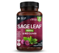 New Leaf Sage Leaf & Red Clover Tablets for Menopause, 3000mg High Strength | Menopause Supplements, Sage & Red Clover Supplements, Perimenopause, Vegan, 120 Tablets, Made in UK