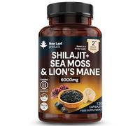 New Leaf Shilajit, Sea Moss & Lions Mane Capsules 6000mg, 120 Capsules | 60% Fulvic Acid Shilajit, 100% Fruiting Body Lions Mane, Irish Sea Moss, High Strength, Vegan, 120 Capsules, UK Made