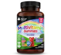 New Leaf Vegan Kids Multivitamin Gummies, 180 Count | Chewable Vitamins for Children Ages 5+, 15 Vitamins & Minerals, Berry Flavour, Sugar-Free, Gelatine-Free, 6 Month Supply