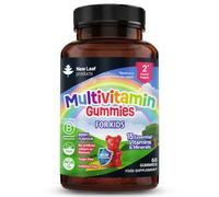 New Leaf Vegan Kids Multivitamin Gummies, 60 Count | Chewable Vitamins for Children Ages 5+, 15 Vitamins & Minerals, Berry Flavour, Sugar-Free, Gelatine-Free, 2 Month Supply