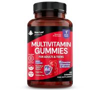New Leaf Vegan Multivitamin Gummies for Women & Men, 60 Gummies | Chewable for Adults & Teens, 15 Vitamins & Minerals, Berry Flavour, Sugar-Free, Gelatine-Free, Made in EU, 1 Month Supply