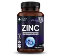New Leaf Zinc Supplement 50mg, High Strength 120 Tablets | With Copper, Zinc Citrate, 120 Vegan Tablets, 2 Month Supply, B Corp Certified, Made in UK, 95% Recycled Bottle