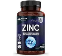 New Leaf Zinc Supplement 50mg, High Strength 365 Tablets | With Copper, Zinc Citrate, 365 Vegan Tablets, 6 Month Supply, B Corp Certified, Made in UK, 95% Recycled Bottle