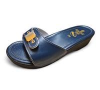New Leather Look High Women's Sandals, Handmade Italian Craftmanship, Blue, Black, Red, Beige, Memory Foam Cushion Support (Red, UK Footwear Size System, Adult, Women, Numeric, Medium, 6.5)