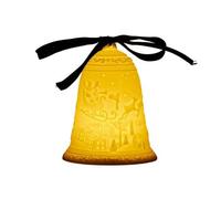 New LED Ceramic Bell, Comes Complete With Ribbon for Hanging, Adds An Illuminating Touch to Decorations, Its Intricate Detailing to Elevate the Holiday Feel, Perfect For Xmas - Gold