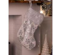 New LED Snowflake Stocking, Illuminated by LEDs, Add A Sprinkle of Sweetness to Your Holiday Celebrations, Perfect for Holding All Your Holiday Surprises - White.